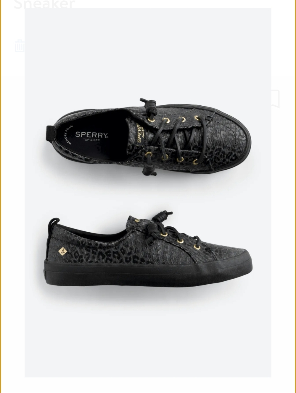 Sperry Leopard-Print Crest Vibe Slip-On Sneakers in Black and Gold